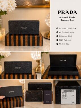 Prada Black Textured Sunglass Box with Silver Logo